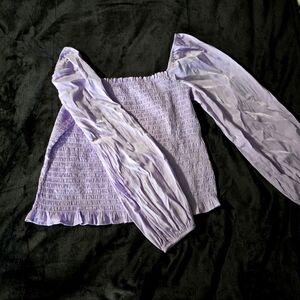 Purple puff sleeve top.